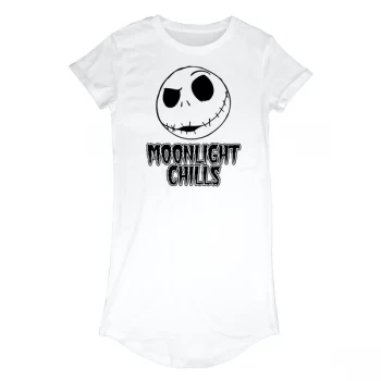 image of Nightmare Before Christmas - Moonlight Chills Womens Large T-Shirt Dress - White