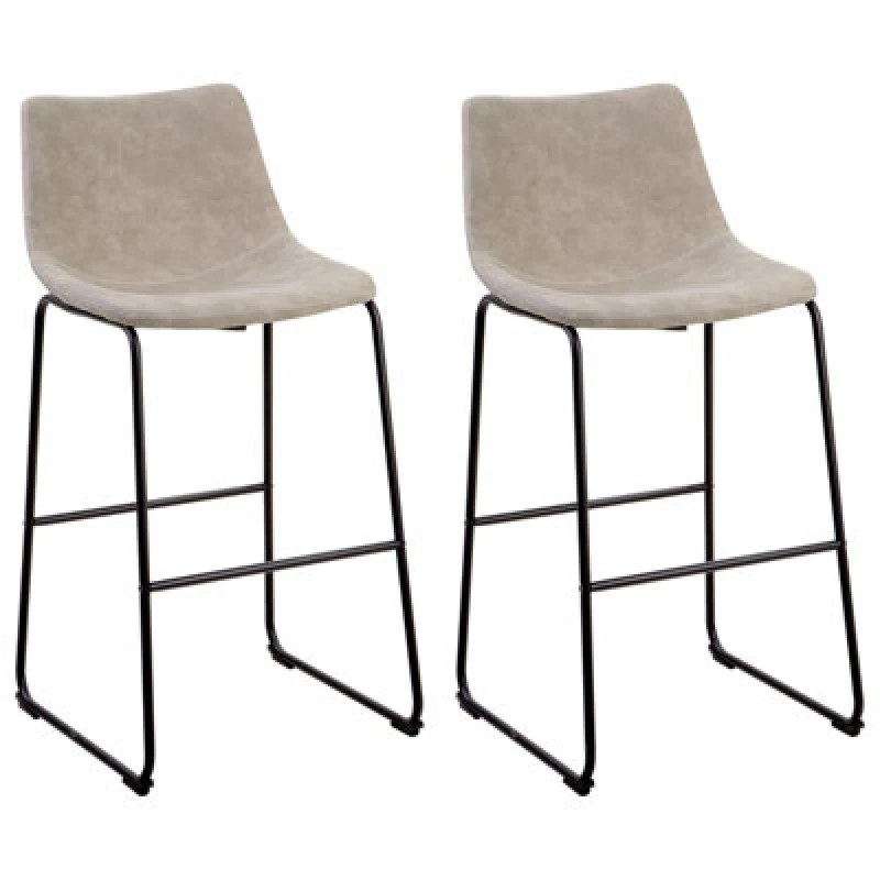 Image of Beliani Set Of 2 Bar Chairs Franks Beige