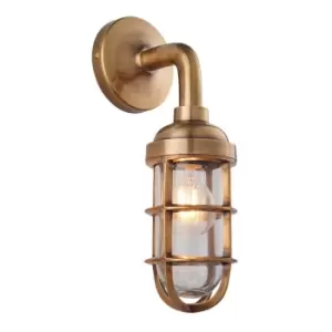 image of Wall Light Solid Brass & Clear Glass 15W LED E27 Dimmable Living Room