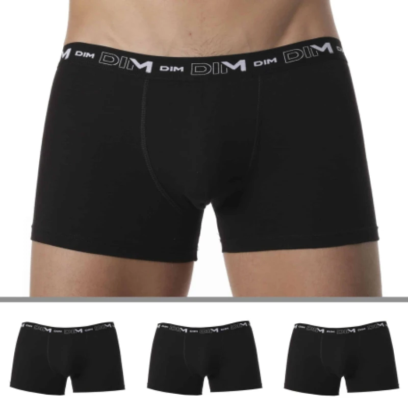 Image of DIM 3 Pack Coton Stretch Boxer Briefs - Black XL