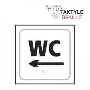 image of WC Arrow Left&rsquo; Sign; Self Adhesive Taktyle; White 150mm x