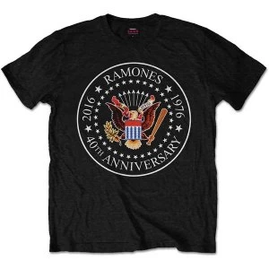 Image of Ramones - 40th Anniversary Seal Unisex Medium T-Shirt - Black