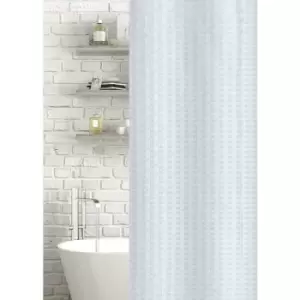 image of Geo Jacquard Polyester Shower Curtain - White