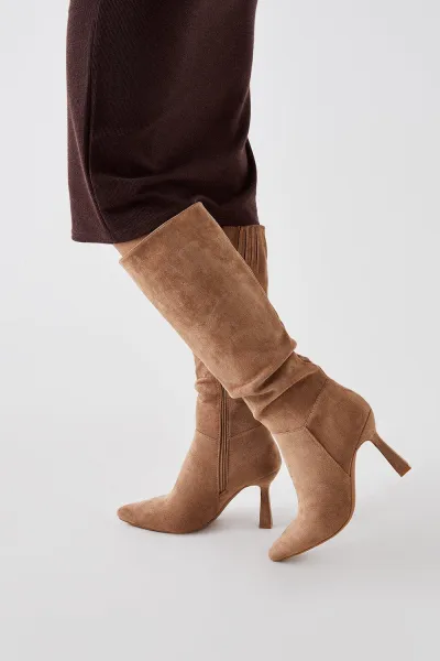 Image of Kristina Knee High Pointed Ruched Boots
