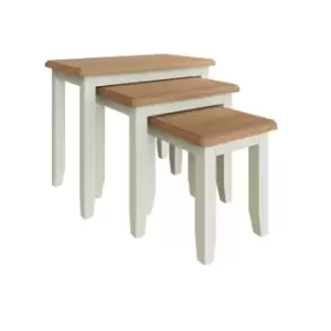 Image of Kettle Interiors Two Tone Oak & White Nest of 3 Tables