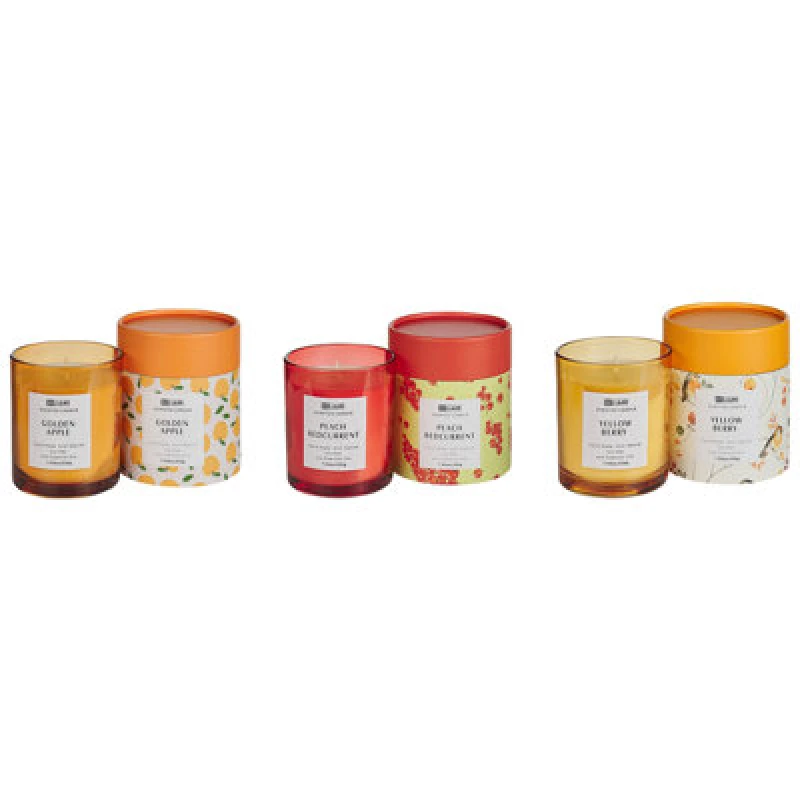 Image of Beliani Set Of 3 Scented Candles Colorful Barrel Soy Wax Fruity Notes