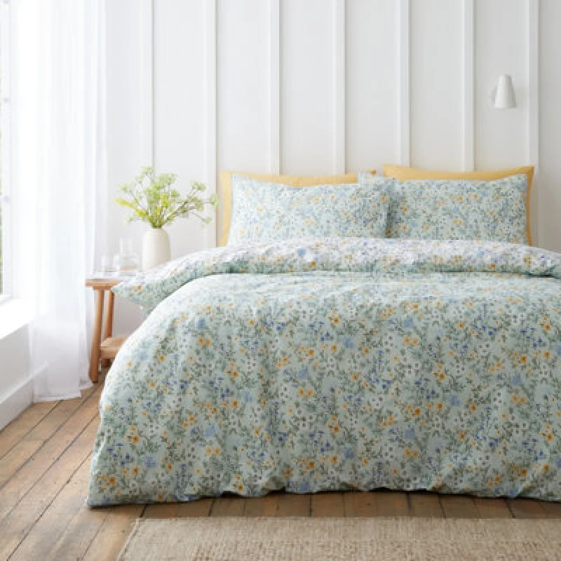 Image of Bianca Ditsy Floral Cotton Reversible Duvet Cover Set Duvet Cover Sets Single Green 40290115010