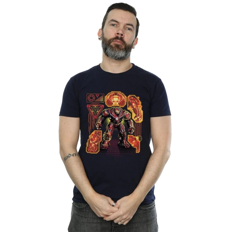 Image of Marvel Marvel Men Avengers Infinity War Hulkbuster Blueprint T-Shirt in Navy Size: Small Navy S Male 5057736705919