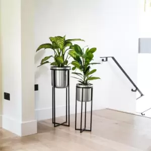Image of Ivyline Calla Planter Stand Black & Pewter / Large