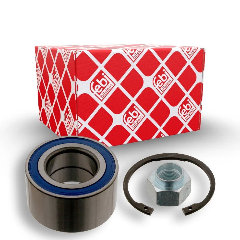 Image of FEBI BILSTEIN 31691 Wheel bearing kit with axle nut, Front Axle Right, with retaining ring Wheel Bearing Kit (654)