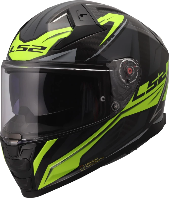 Image of LS2 FF811 Vector II Carbon Savage Helmet, black-yellow, Size XS for Men