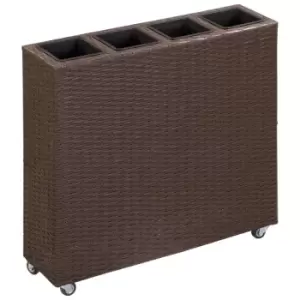 Image of Vidaxl Garden Raised Bed With 4 Pots 80x22x79cm Poly Rattan Brown
