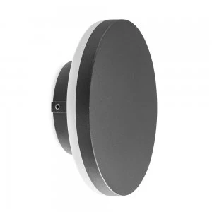 image of Round Flush Wall Lamp, 9.6W LED, 3000K, 720lm, IP54, Anthracite