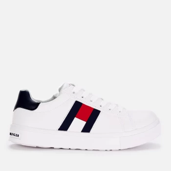 Image of Tommy Hilfiger Boys' Low Top Flag Trainers - White/White/Blue - UK 12 Kids