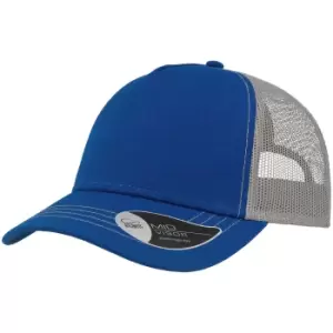 Image of Atlantis Rapper Canvas 5 Panel Trucker Cap (One Size) (Royal Blue/Grey)