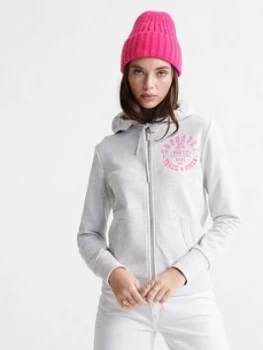 Image of Superdry Track & Field Zip Through Hoodie - Ice, Ice, Size 10, Women