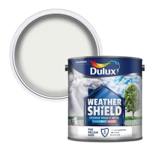 Image of Dulux Weathershield Exterior One Coat Pure Brilliant White Gloss Paint 2.5L