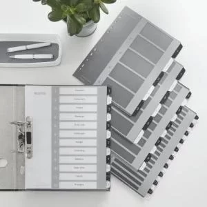 Image of Leitz WOW Printable Index, Polypropylene, extra wide. Black and White.
