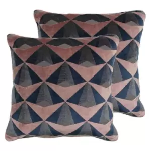 image of Paoletti Leveque Twin Pack Polyester Filled Cushions Blush/Navy