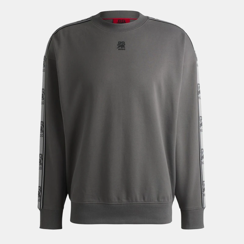 Image of Hugo Logo Tape Cotton Sweatshirt Grey 069 male S