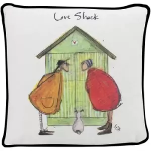 Image of Sam Toft Love Shack Feather Filled Cushion (One Size) (White/Green/Orange/Red)