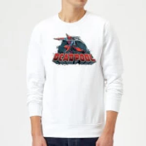 Image of Marvel Deadpool Sword Logo Sweatshirt - White - L