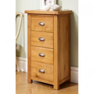 Image of Woburn 4 Drawer Narrow Oak Chest