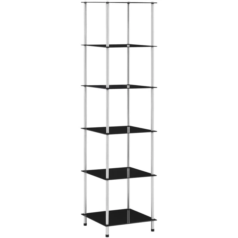 Image of VIDAXL 6-Tier Shelf Black 40x40x160cm Tempered Glass Vidaxl 8718475798736