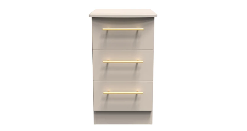 Image of Helmsley 3 Drawer Bedside Cabinet In Kashmir Matt (Ready Assembled)