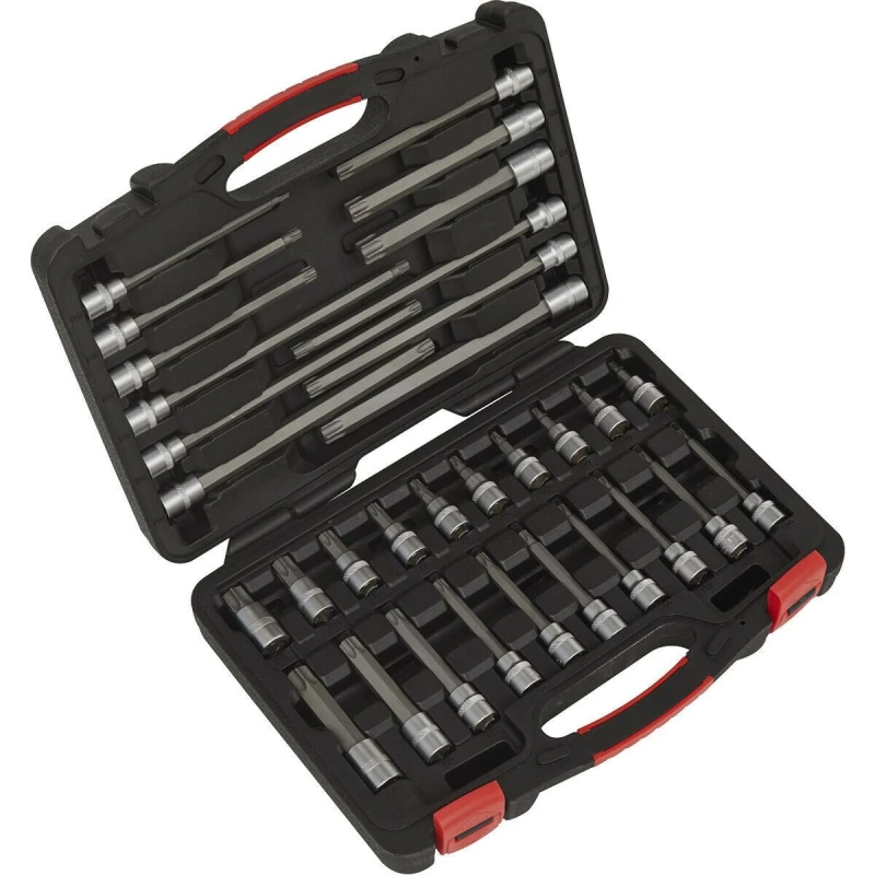 Image of Loops 32 PACK TRX Star Bit Set - 3/8" Square Drive Socket 200mm Long PREMIUM S2 STEEL Metallics