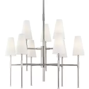 Image of Bowery 9 Light Chandelier Polished Nickel, Linen