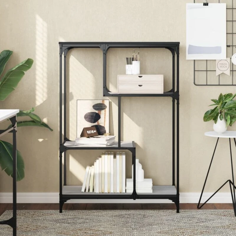 Image of VIDAXL Bookshelf Grey Sonoma 81x36x115cm Engineered Wood and Steel Vidaxl 8721012125681