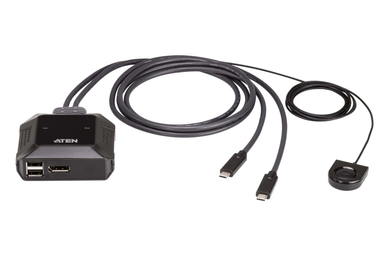 Image of 2-Port USB-C 4K DisplayPort KVM Switch with Remote Port Selector