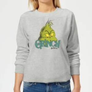 image of The Grinch Face Womens Christmas Sweatshirt - Grey - 3XL