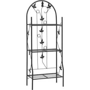 image of 3-Layer Plant Rack Black 52x28x128cm Iron vidaXL - Black