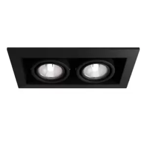 image of Metal Modern Recessed Twin Square Downlight Black, 2 Light, GU10