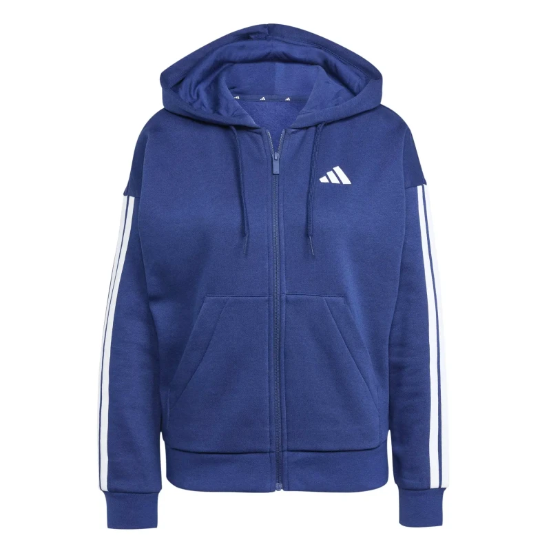 Image of Adidas Womens full zip hoodie adidas Essentials 3-Stripes Bleu Female XS