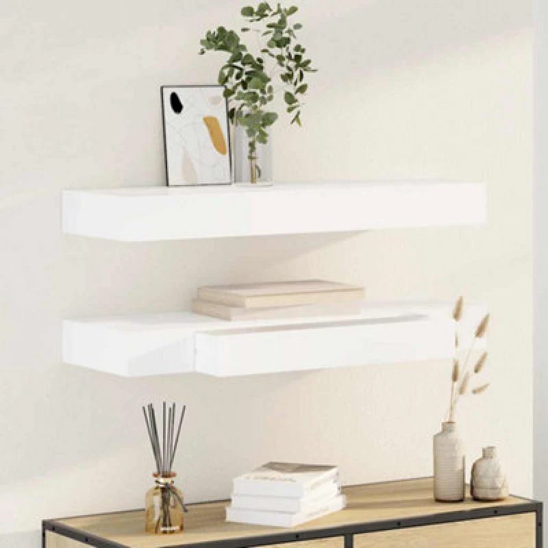 Image of VIDAXL Vidaxl - Floating Wall Shelves with Drawers 2 pcs White 80cm 276002