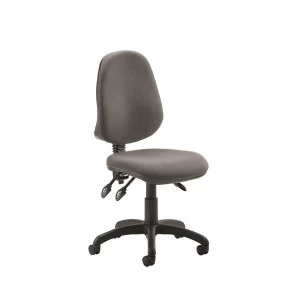 image of Trexus Spin HB Asynchronous Fabric High Back Chair Charcoal Upholstery with Black Metal Frame with Fixed Arms