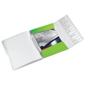 Leitz WOW Divider Book. Polypropylene. 12 tabbed dividers. A4. Green -