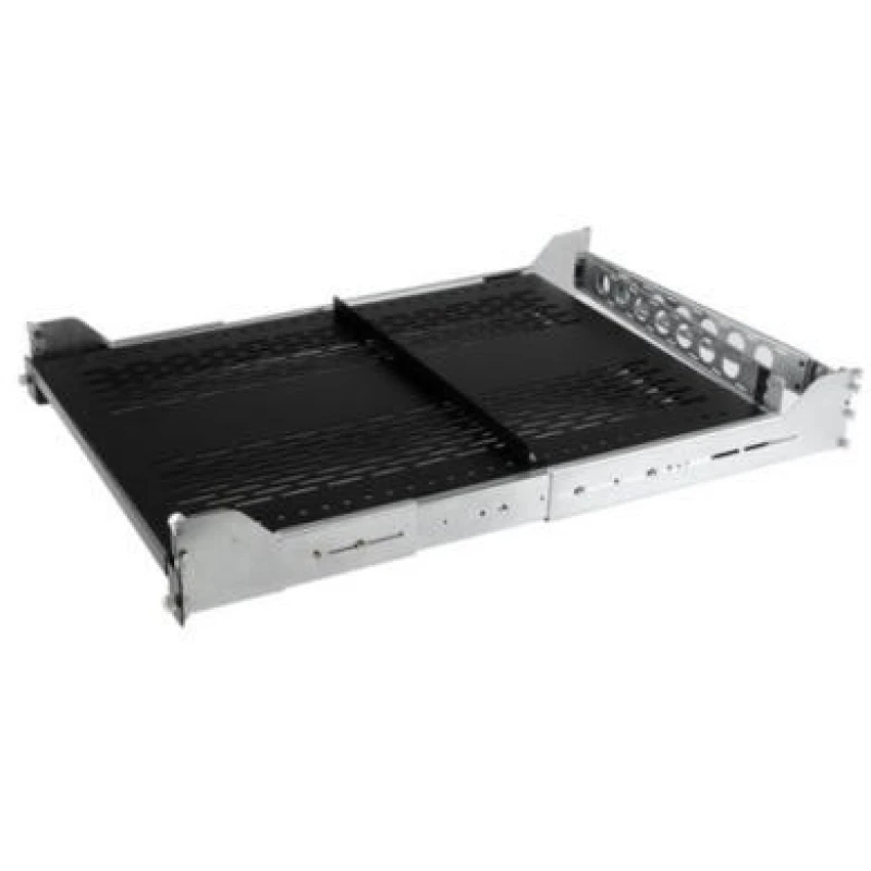 Image of StarTech.com 2U Vented Sliding Rack Shelf w/ Cable Management Arm & Adjustable Mounting Depth - 125l UNISLDSHF19M Black,Silver