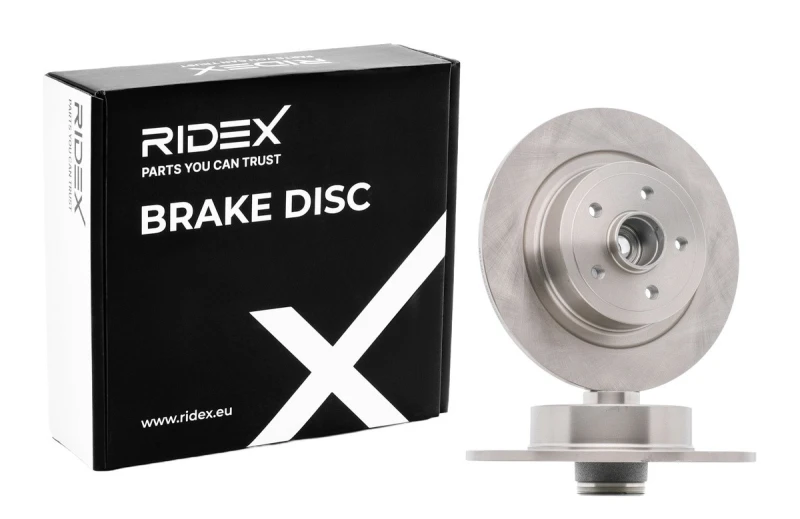 Image of RIDEX 82B1039 Brake disc Rear Axle, solid, Cast Iron, Uncoated, Untreated, with wheel hub Cast Iron Brake Disc (82)