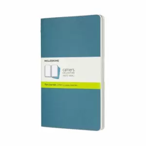 image of Moleskine Cahier Notebook Large Plain Pack of 3 Brisk Blue