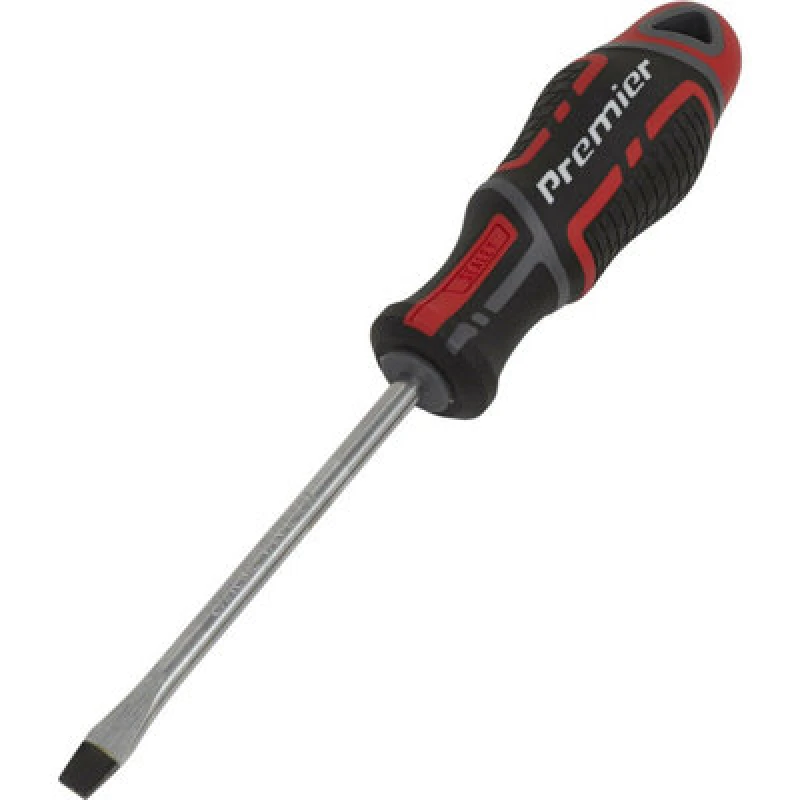 Image of Loops PREMIUM Slotted 6 x 100mm Screwdriver - Ergonomic Soft Grip - Magnetic Tip Multi