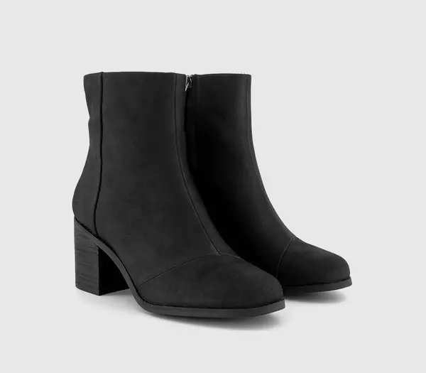 Image of TOMS Womens Evelyn Heeld Boots Black Leather, 5