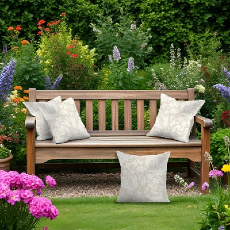 Image of Luxury Living Blossom Outdoor Water-Repellant Cushion - Cream - Set Of 4