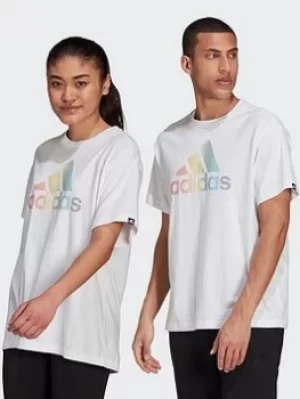 Image of adidas Pride Logo Graphic T-Shirt (gender Neutral), Black/Multi, Size 2Xs, Men