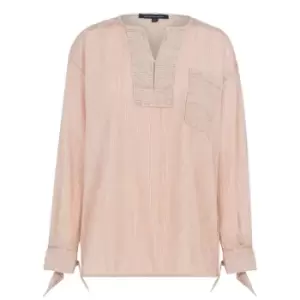 Image of French Connection Alita Stripe Yarn Dye Shirt - Beige