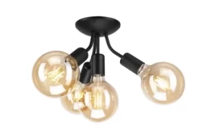 image of Viggo Multi Arm Semi Flush Ceiling Light Black, 4x E27