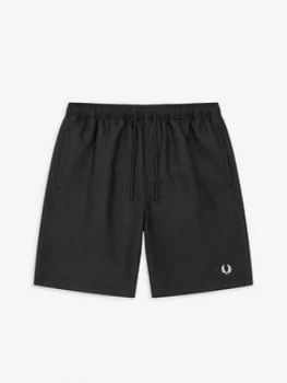 image of Fred Perry Textured Swimshort - Black, Size 2XL, Men